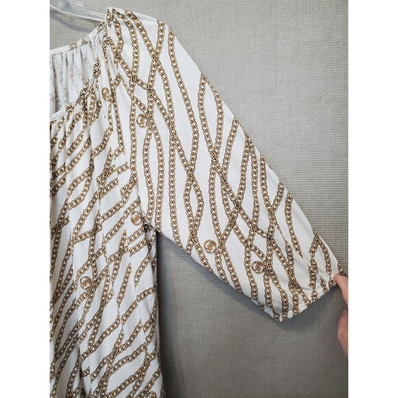 Michael Kors Chain Print Scoop Neck 3/4 Sleeve Knit Blouse Size 2X - Picture 2 of 4